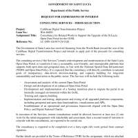 Government of Saint Lucia: Caribbean Digital Transformation Project - Consultancy for Related Works to Support the Upgrade of the St.Lucia Open Data Portal